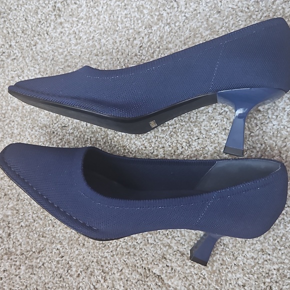 Navy Pointed Kitten Heel Pumps - Women's Dress Shoes - Picture 8 of 12